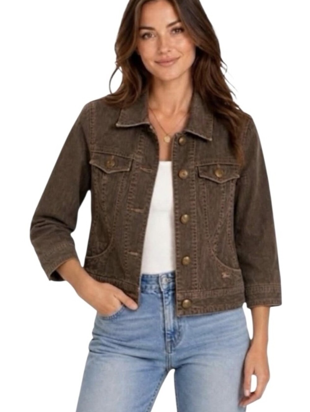 Authentic Burberry London ($750) Brown Denim Jacket Blue Label